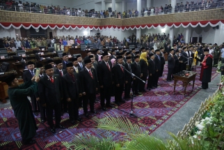 Suasana pelantikan dan pengambilan sumpah jabatan